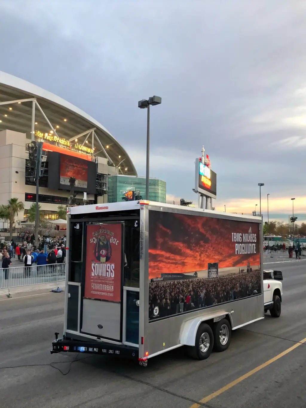 An image of the mobile billboard strategically parked near a popular event or venue, highlighting its targeted reach.