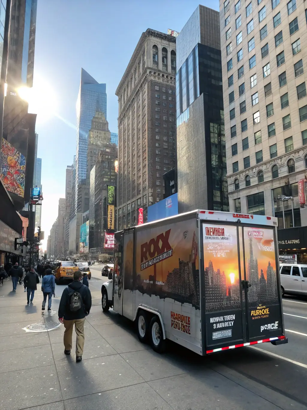 A picture of the Fixin2Advertise trailer driving through a busy street, capturing attention and generating buzz.