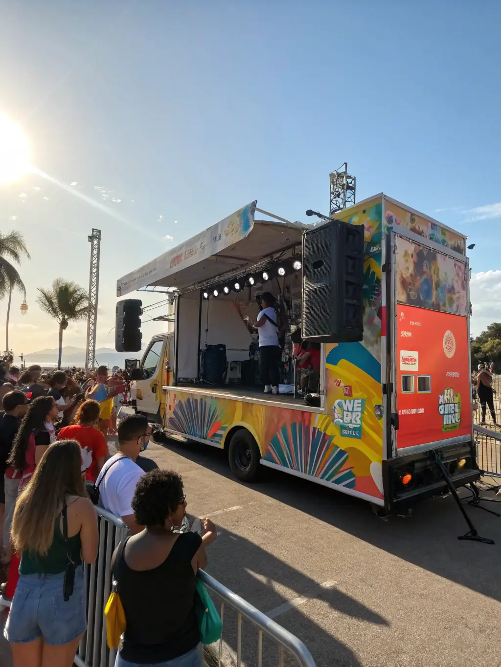 An image of Fixin2Advertise's mobile billboard trailer parked at a local event, displaying an advertisement for the 'Event Package', highlighting its targeted reach and engagement opportunities.